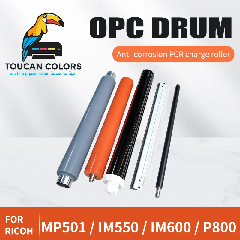 ToucanPrinter Ricoh OPC DRUM Cleaning Blade Upper Fuser Roller LowerSleevedRollerChargeRollerPCR MP501 IM550IM600P800CopierParts