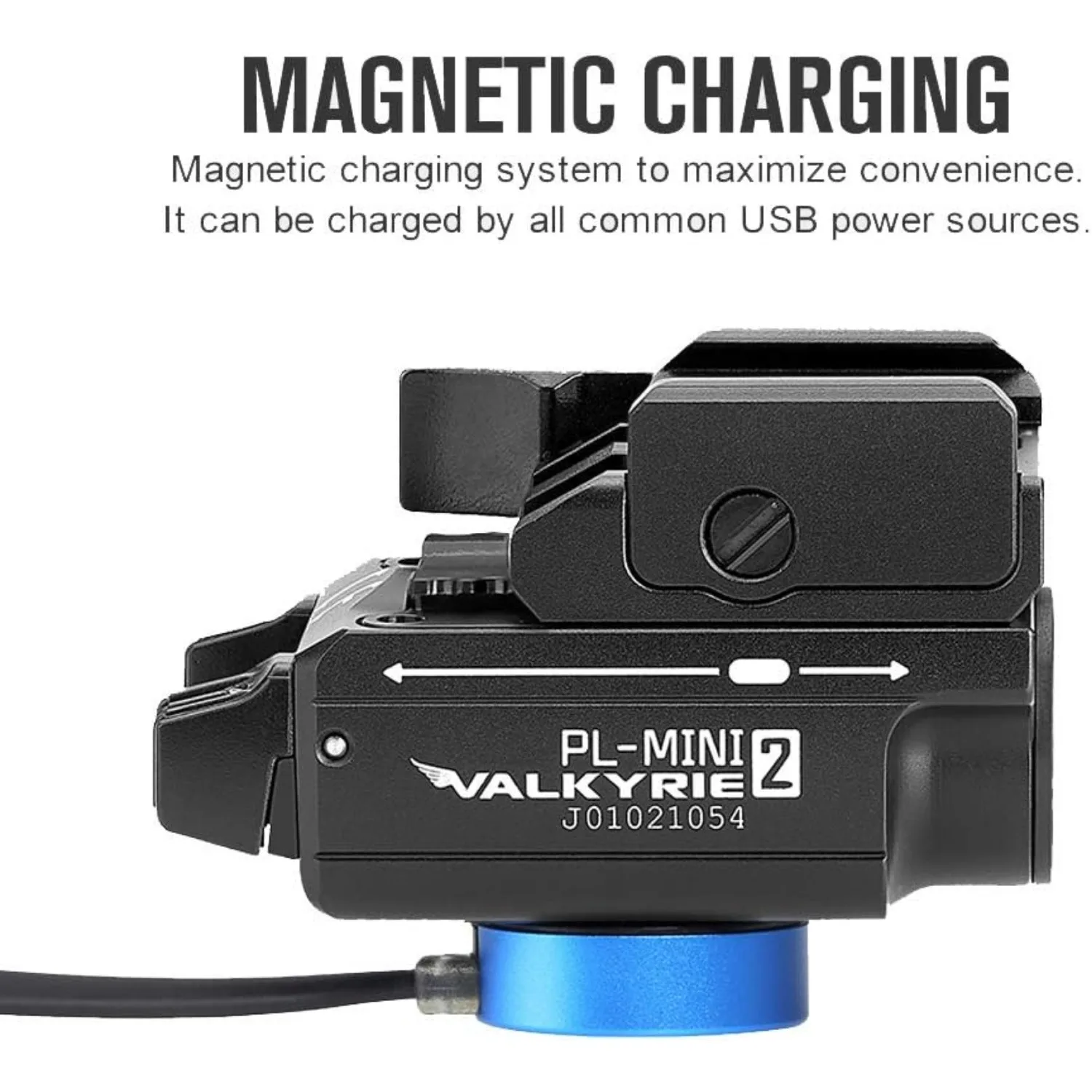 OLIGHT-Lampe d'Arme Magnétique PL-Mini 2 Valkyrie 600 Lm, Rechargeable par USB, avec Rail Réglable, Haute Performance CW LED