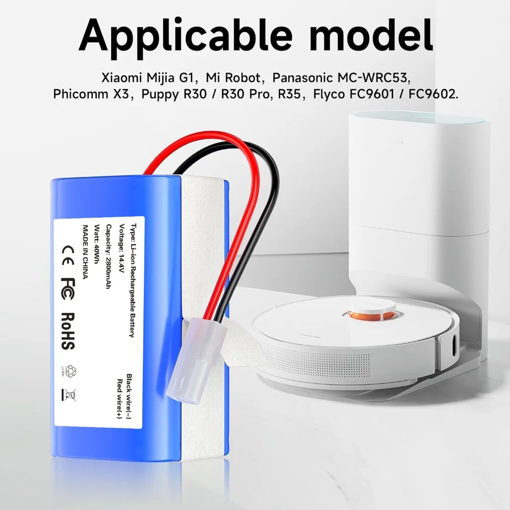 Replacement Battery 14.4V 3500mAh H18650CH-4S1P For XIAOMI MIJIA Mi Robot Vacuum-Mop Essential G1 MJSTG1 SKV4136GL R30/R30 Pro