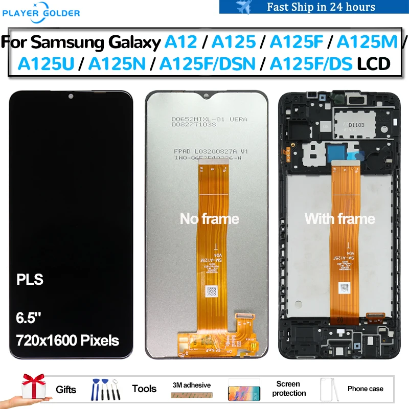 

PLS для Samsung Galaxy A12 A125 A125F A125M A125U A125N Pantalla ЖК-дисплей Сенсорная панель Экран Дигитайзер в сборе Ремонт Запасной