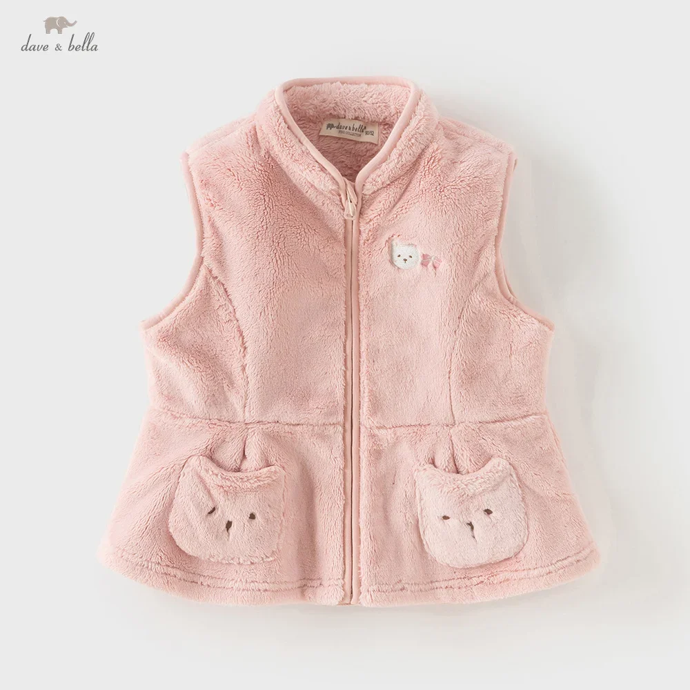 

Dave Bella Children Girls Baby Jacket Autumn Winter Fashion Casual Children's Waistcoat Cute Sweet velvet Vest Warm DB4254906