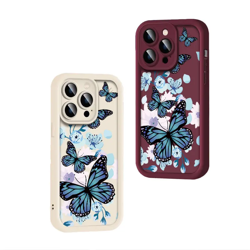 Butterfly Fasion Case for iPhone 15 14 13 12 11 Pro Max Plus 13 Mini X XR XS MAX 8 7 All-inclusive Anti-drop Soft Cover Coque