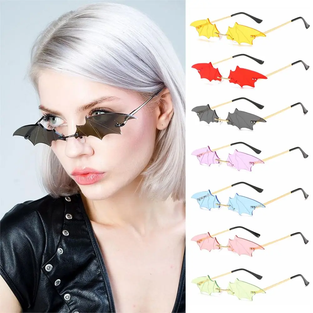 

Cosplay Eyewear Sun Glasses Party Slim Sunglasses Women Sunglasses Bat Shaped Rimless