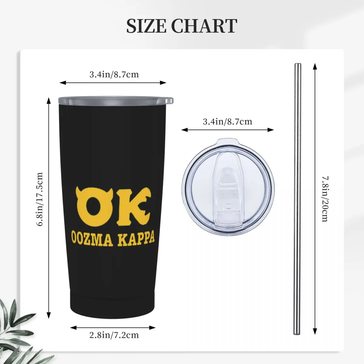 Squishy Oozma Kappa OK Stainless Steel Tumbler Vacuum Insulated Mugs Thermal Cold Cups Straw With Lid 20oz