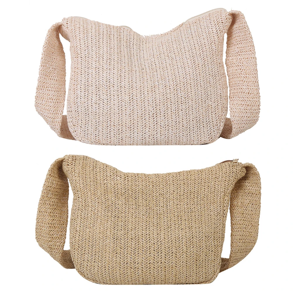 

Summer Hand-Woven Handbags Handmade Woven Crossbody Bag Fashion Simple Portable Solid Color Elegant Soft for Seaside Holiday