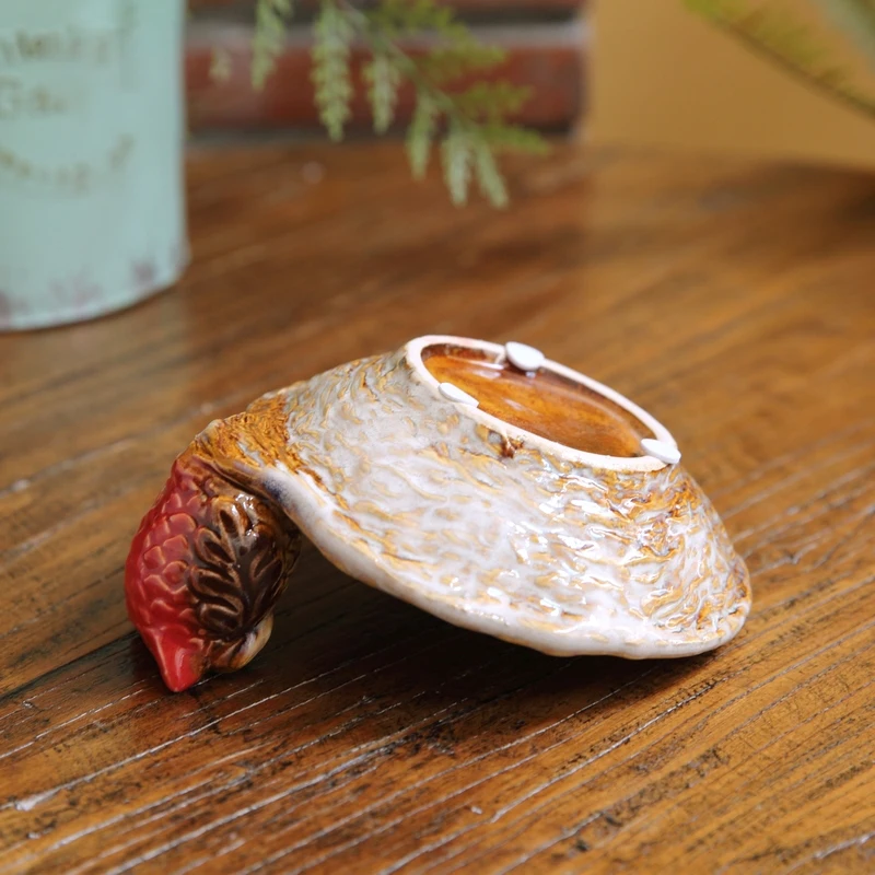 Round Bird's Nest With Owl Ceramic Tray Vintage Red For Home Tabletop Decoration Jewelry Keys Storage Plate Holder Soap Dish view 5