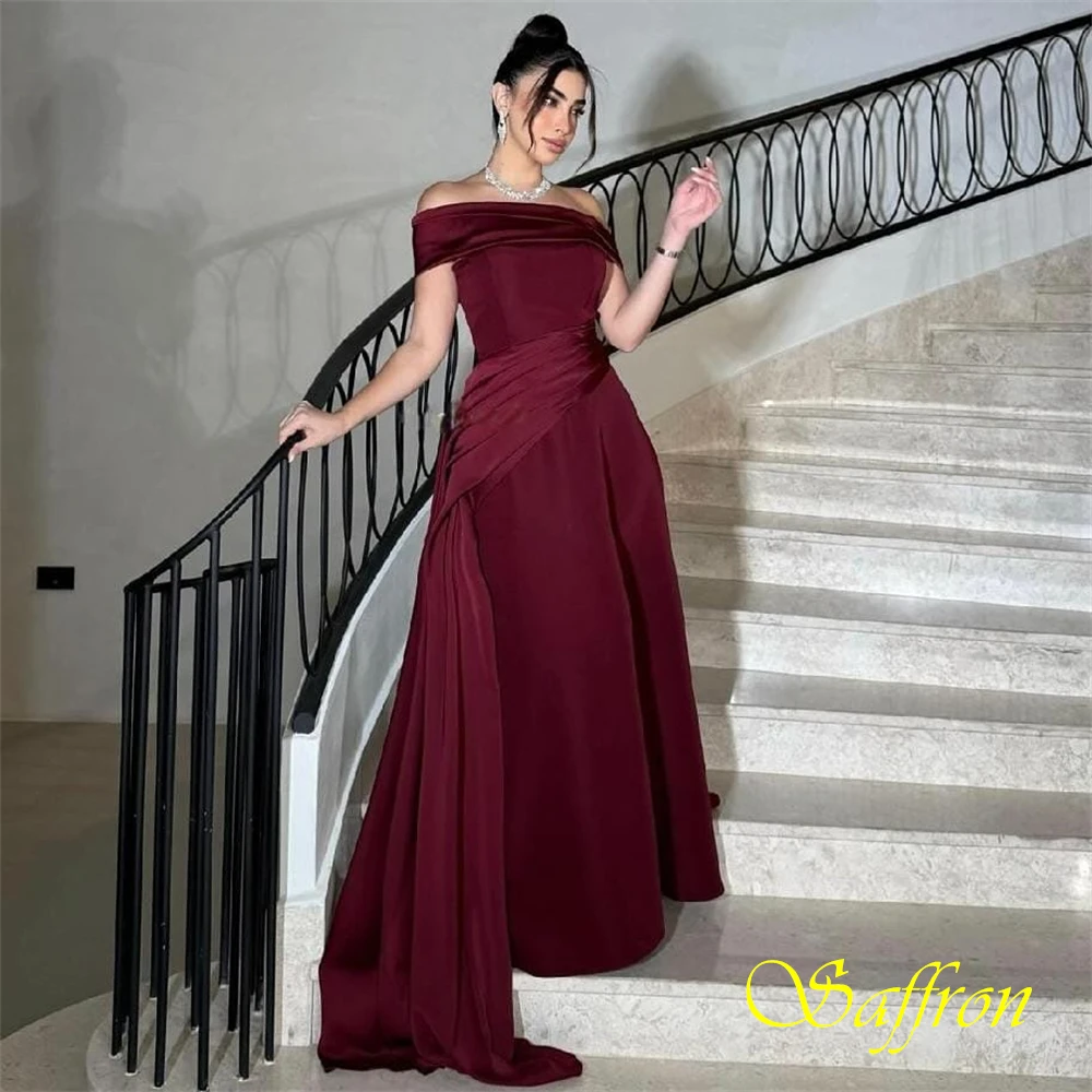 تخصيص رائعة الساتان ألف خط مساء اللباس رشيقة قارب الرقبة فساتين حفلة موسيقية الأزياء لوحة قطار فساتين المناسبات الخاصة