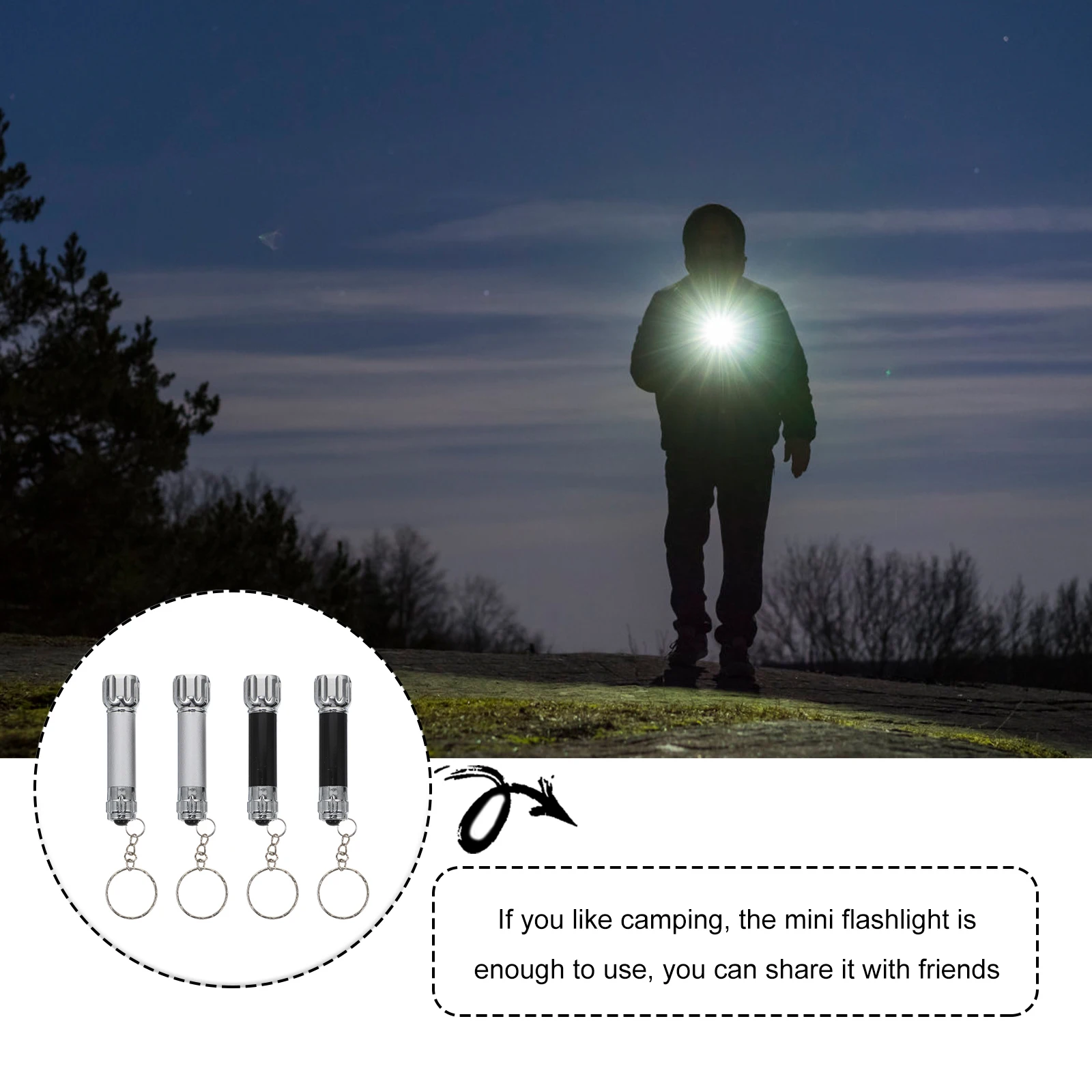 

4pcs Flashlight Mini Portable Led Flashlight Outdoor Lighting Tool Keychain Aluminum Alloy Camping H held Light Source