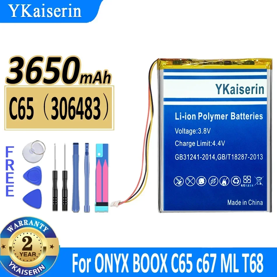 YKaiserin Battery C 65 306483 3650mah for ONYX BOOX C65 c67 ML T68 Digital Batteries