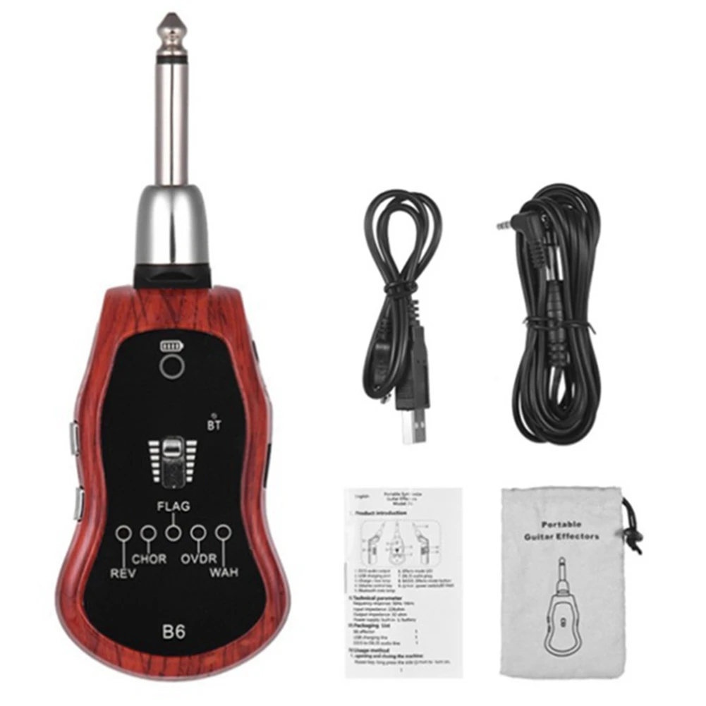 

Lo-ok B6 Guitar Headphone Amp Mini Plug Guitar Amplifier Bluetooth Receiver Rechargeable for Electric Travel Pocket Guitar