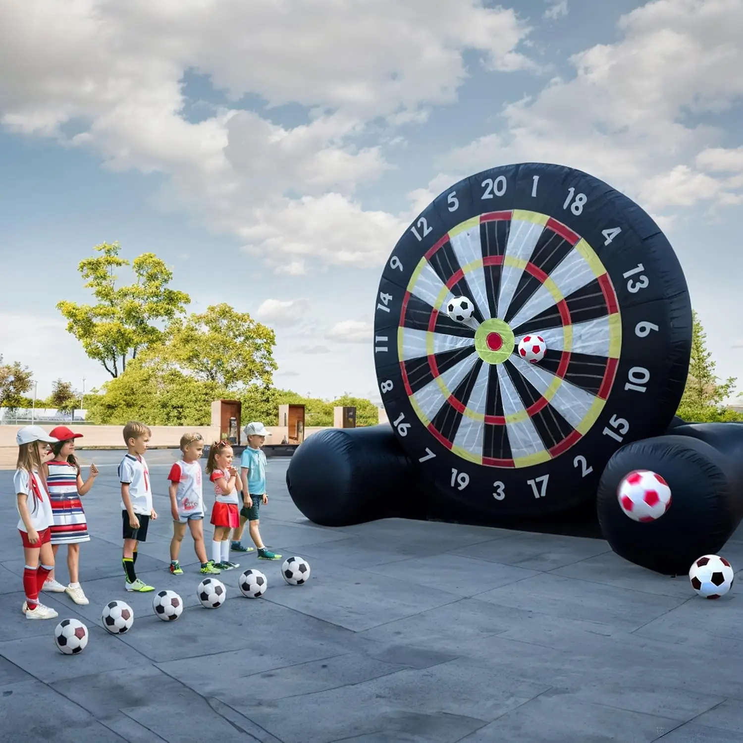 

Giant 3m height Inflatable Soccer Dart Board with Large Kick Football Target for Outdoor Trampoline Park Use
