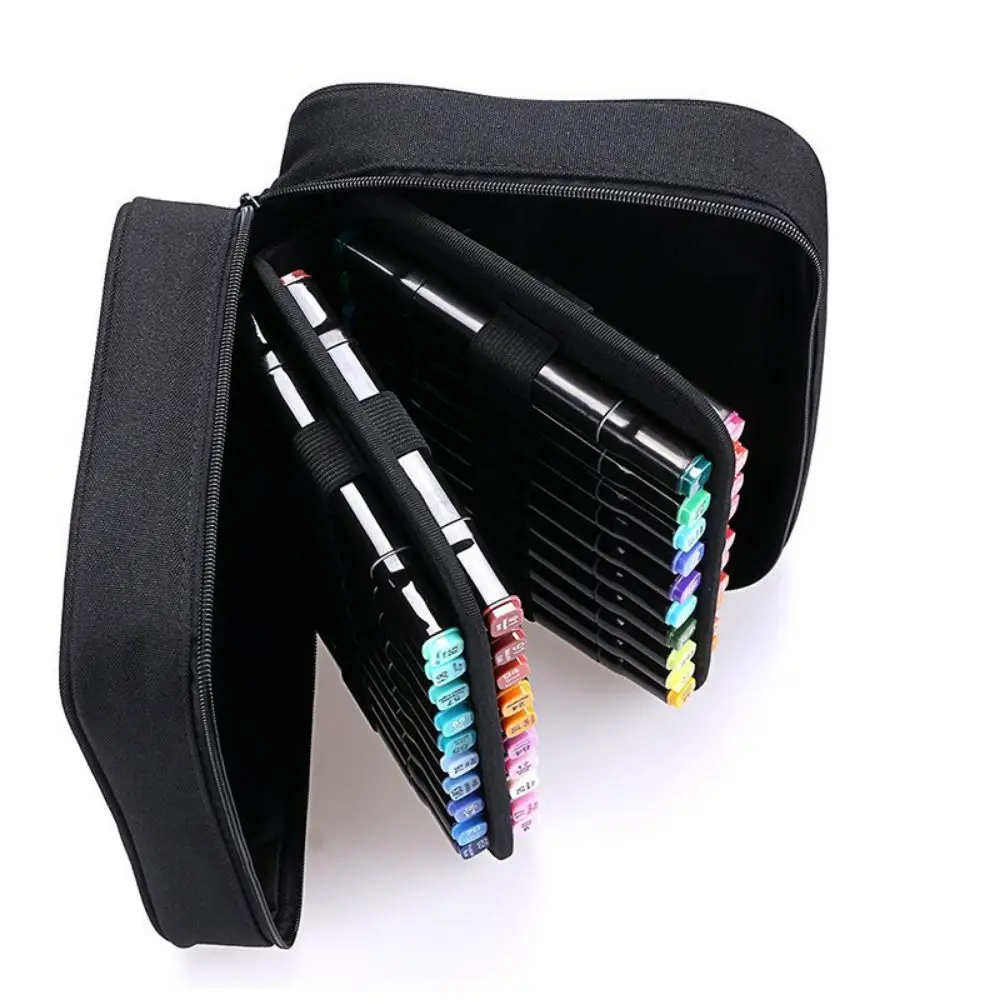 

Drawing Painting Sketching Art Markers Pen Bag Large Capacity 40 Holes Zippered Slots Organizer Multifunctional Canvas