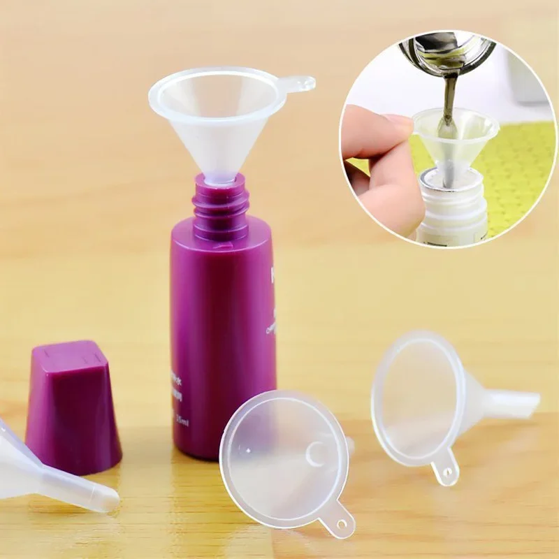 10Pcs Mini Plastic Transparent Small Funnels for Perfume Diffuser E juice Dropper Bottles Liquid Essential oil Lab Filling Tools