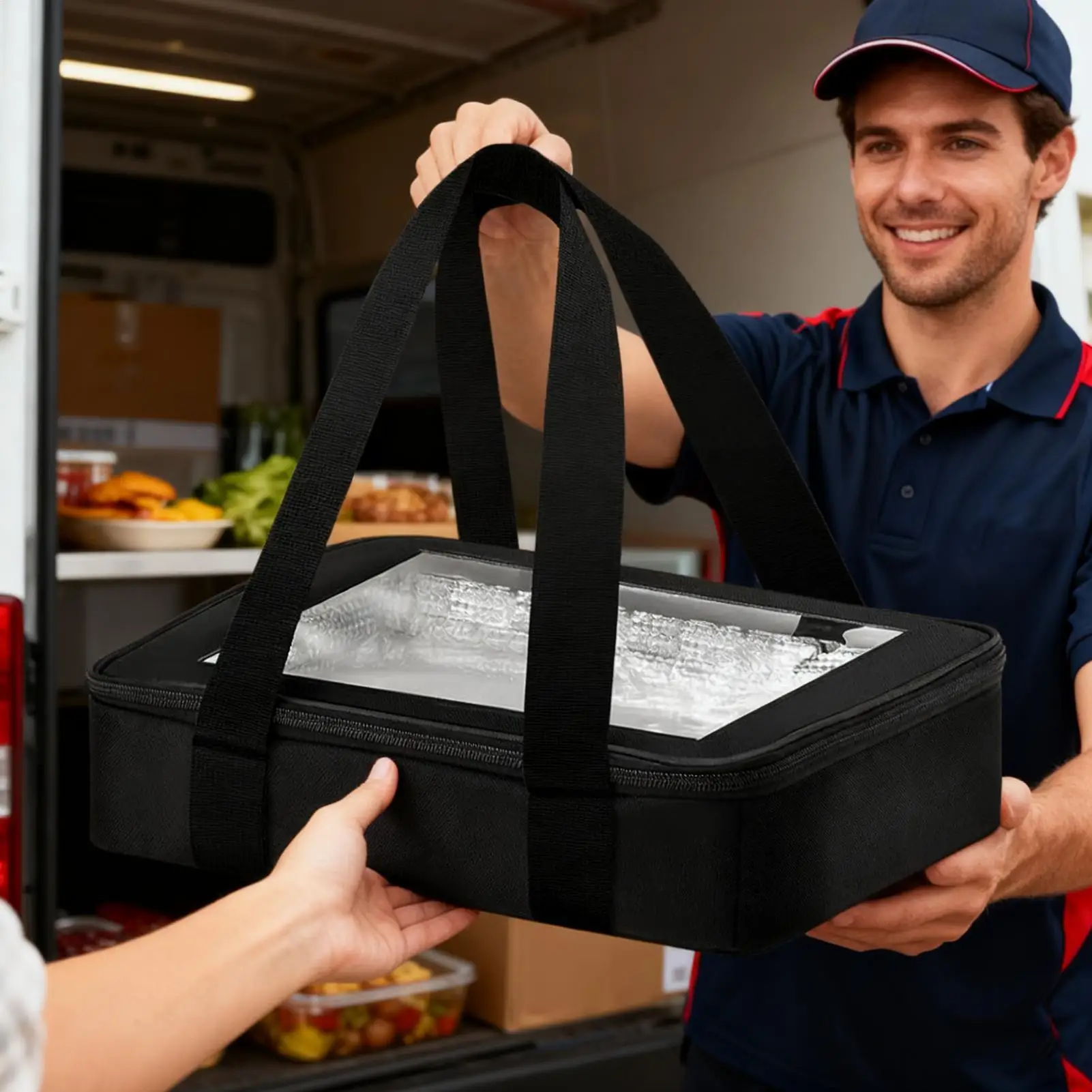طاجن دفئا الناقل مانعة للتسرب حقيبة حرارية قابلة للطي حقيبة نقل الغذاء طاجن دفئا لخدمة توصيل وجبة النقل