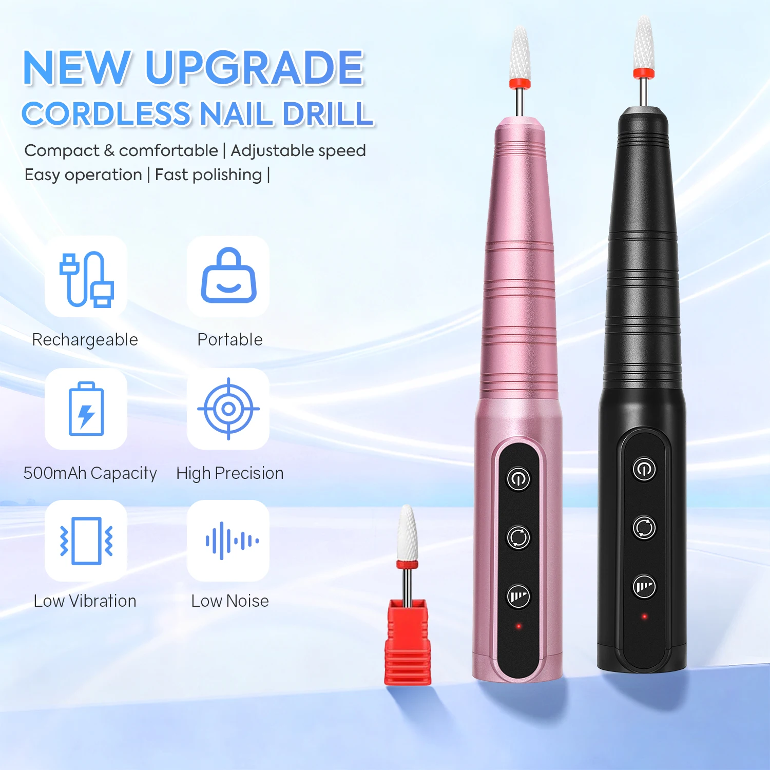 Perceuse à ongles Portable professionnelle, Rechargeable, sans fil, stylo ponceuse, lime à ongles électrique pour Salon de manucure