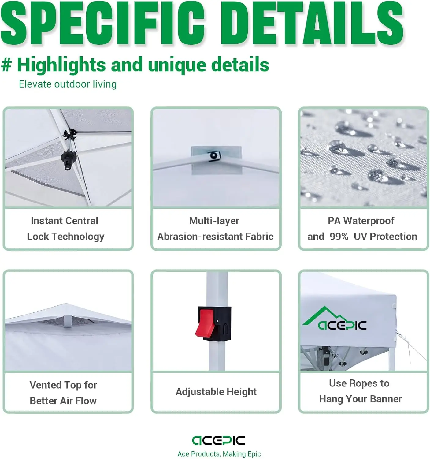 خيمة مظلة منبثقة فورية مع جدار جانبي للجيب ، مأوى شمس سهل الإعداد ، حقيبة حمل بعجلات للسقف بفتحة تهوية ، 8 حصص ، 4 Sa ، 10x10