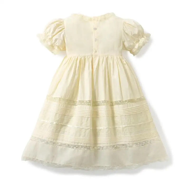 Kids Girls Spanish Bubble Sleeves Dress Summer Baby Girls Flower Embroidery Dressess Children Boutique Costume For Birthday