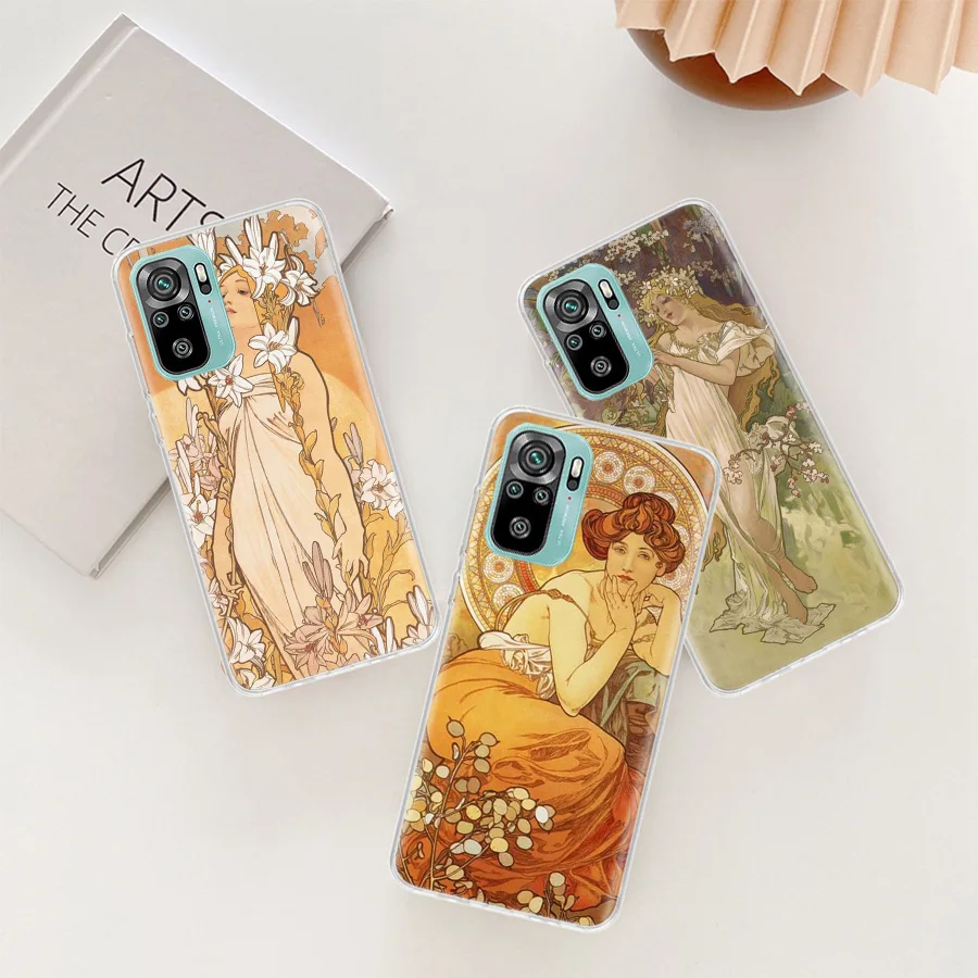 Alfons Mucha Primavera Phone Case For Xiaomi Redmi Note 13 Pro Plus 5G Cover 10 10A 10C 12 12C 9A 9C 9T 9 8 8A K70 K60 Pro 7A 6A