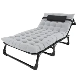 Camping Outdoor Folding Bed with Mattress Cot 400 Lbs Heavy Duty Sturdy Portable Stainless Steel Legs Sleeping Cot