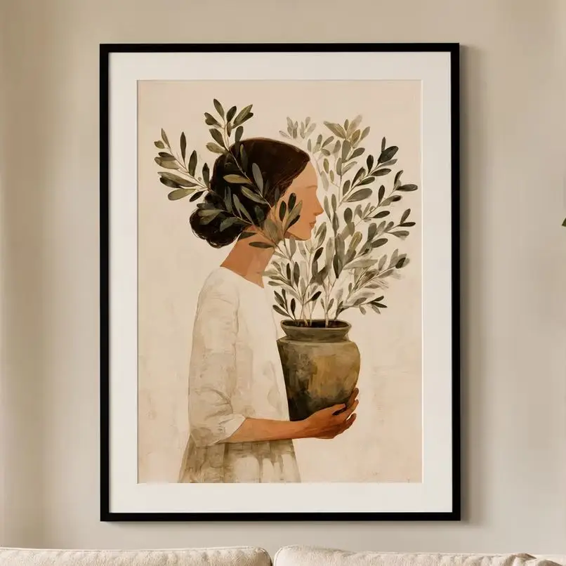 Leafy Whispers Poster,Canvas Wall Print,Modern Art Illustration,High‑Grade Home Decoration Artwork for Bedroom,Living Room