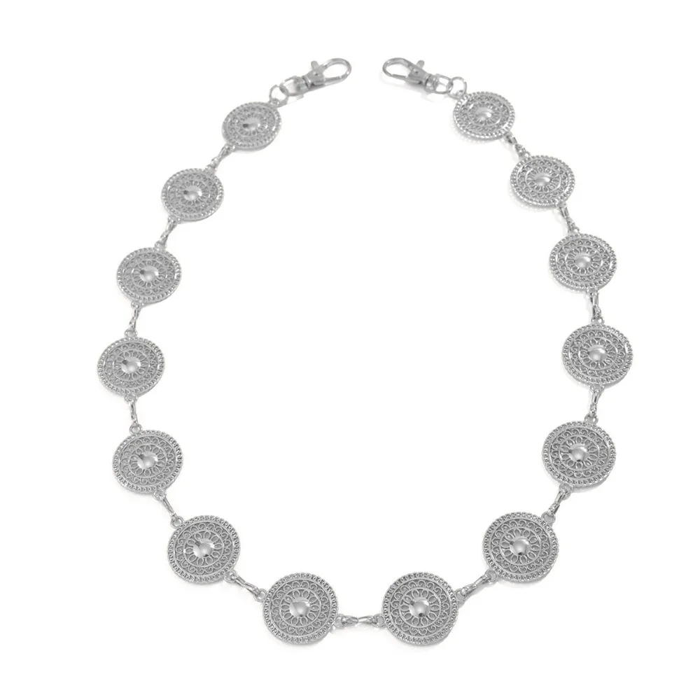 

Cool Jeans Chain Round Disk Waist Chain Gothic Zinc Alloy Punk Belt Chain Beads Bag Chain Pants Chain Male
