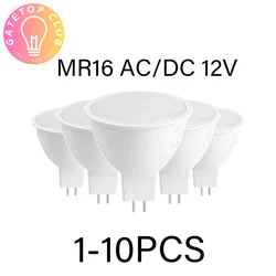 Refletor LED branco quente para decoração de casa, AC, DC, GU 5.3 Base, luz do dia, lâmpada, substitua halogênio 50W, MR16, 12V, 1-10pcs