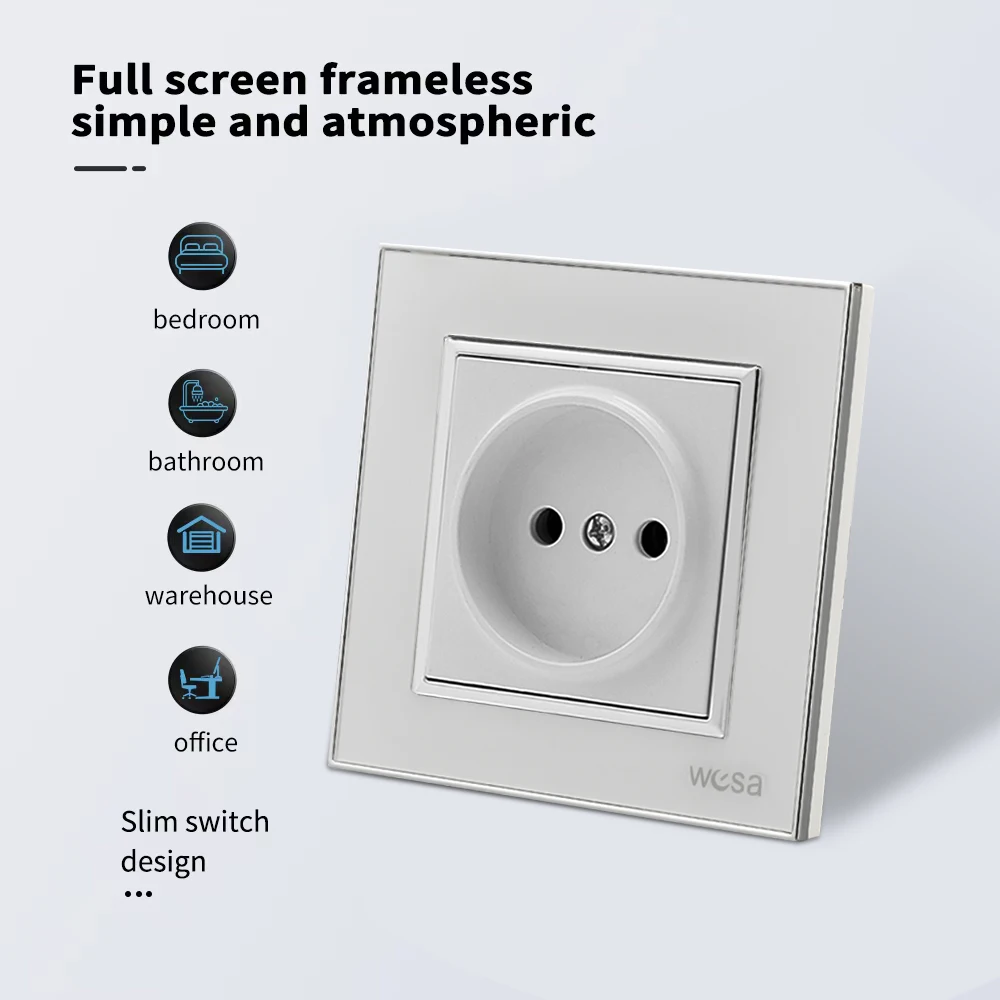 الأبيض 250 فولت غير الأرض منافذ كهربائية الاتحاد الأوروبي القياسية لهب الجدار جزءا لا يتجزأ من المقابس المقبس لوحة أكريليك التيار المتناوب المقبس الكلاسيكي #2