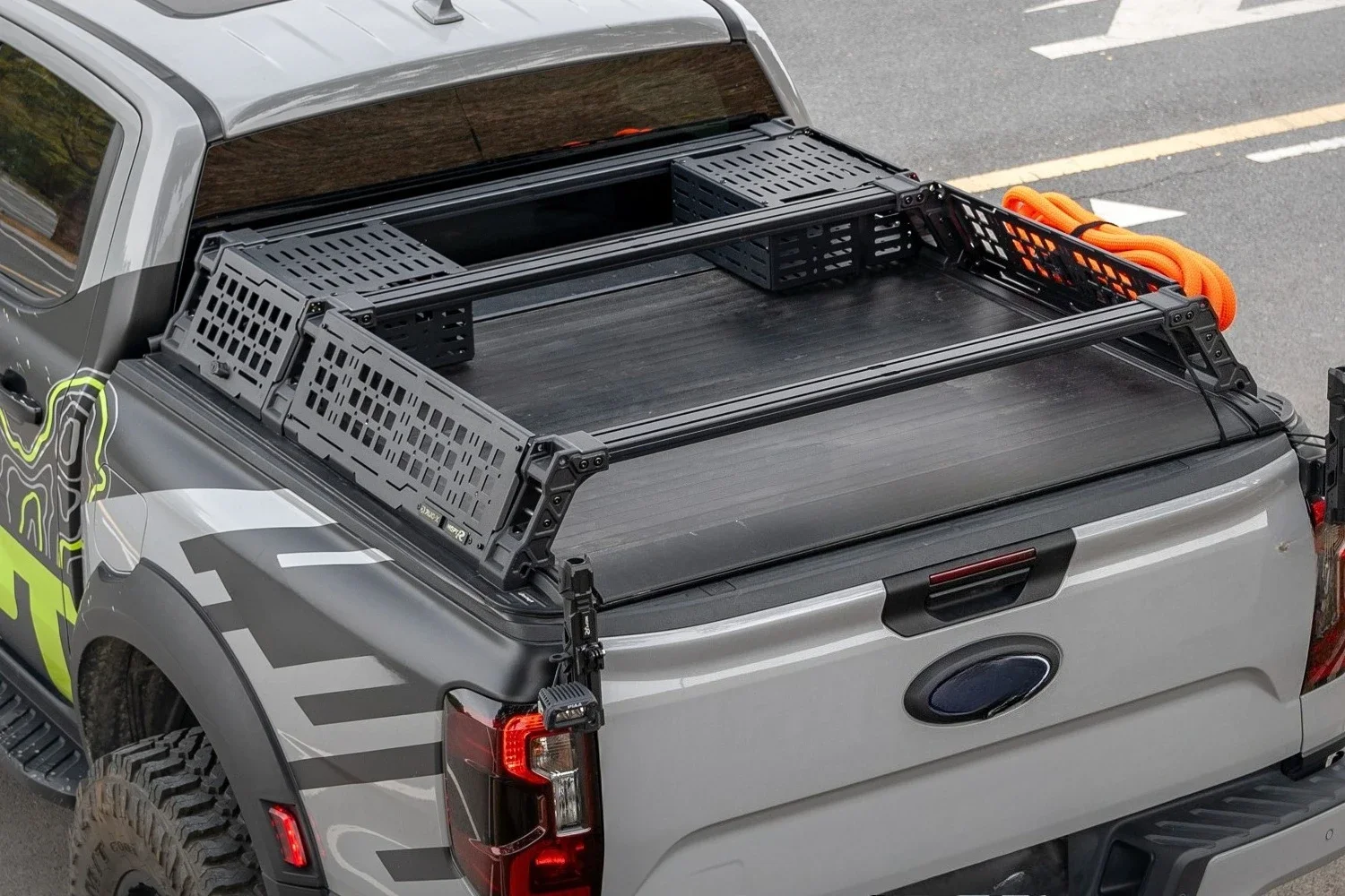 Sport Chase Rack with LED Light for Ranger T9 and Next Gen. Pickup Truck AL-Mg Alloy No Drill Integrated Roof Rack Roll Bar
