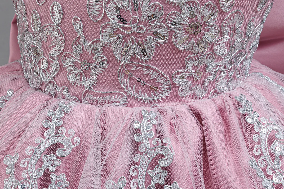Kleid für Babys und Kleinkinder zum 1. Geburtstag, besticktes Spitzen-Prinzessinnenkleid, Blumenmädchen-Hochzeitskleid, besonderes festliches formelles Kleid für Babys – Detail 15