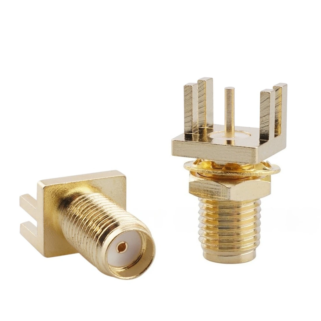 5PCS Coaxial RF connector antenna base SMA-KE widened PCB direct insertion offset four pin outer screw inner hole