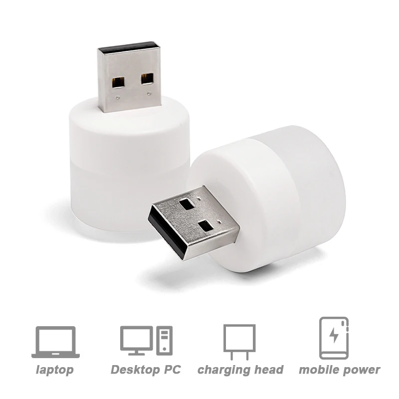 USB Lamp Plug Night Light Laptop Mobile Power Charging Mini Book Lamps Mini LED Eye Protection Square Flexible Reading Light