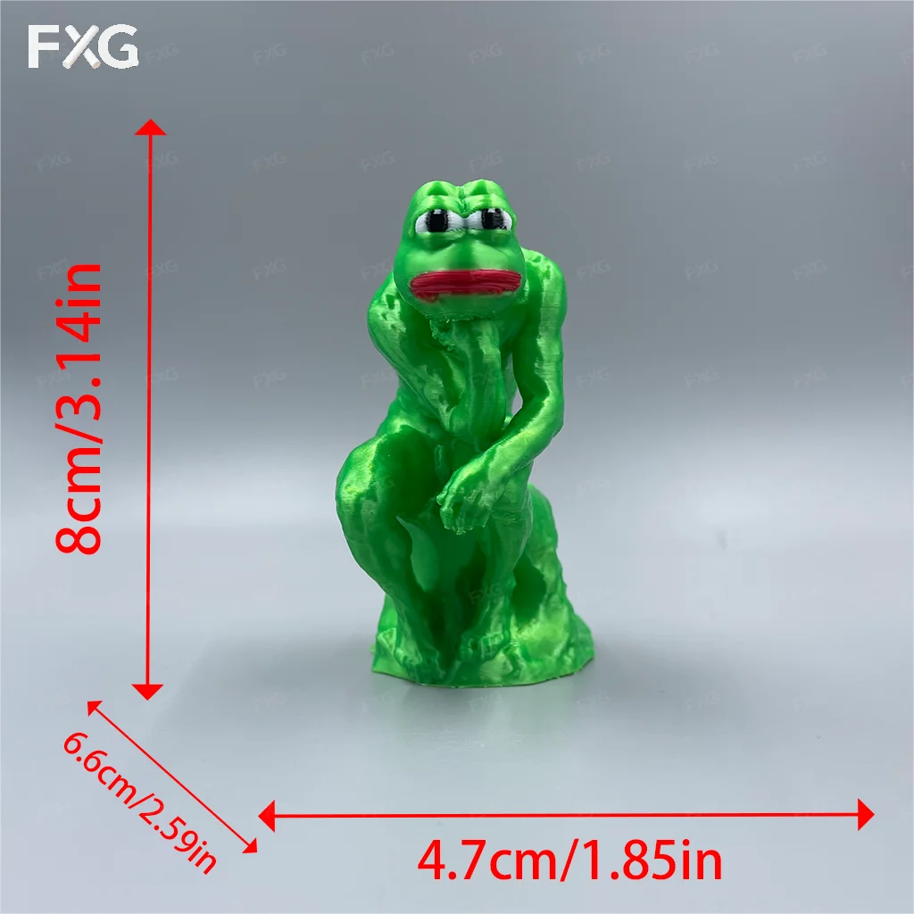 1pc Bright Green Pepe the Frog Thinker Ornament, Classic Sculpture Design with Frog Head Details. 3D Printed Texture