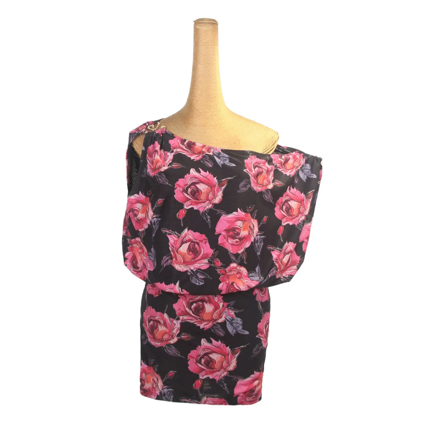 

Сексуальное платье для латиноамериканских танцев с асимметричным плечом, короткое платье с цветочным принтом, одежда для выступлений по румбе и танго, клубное платье DNV25948