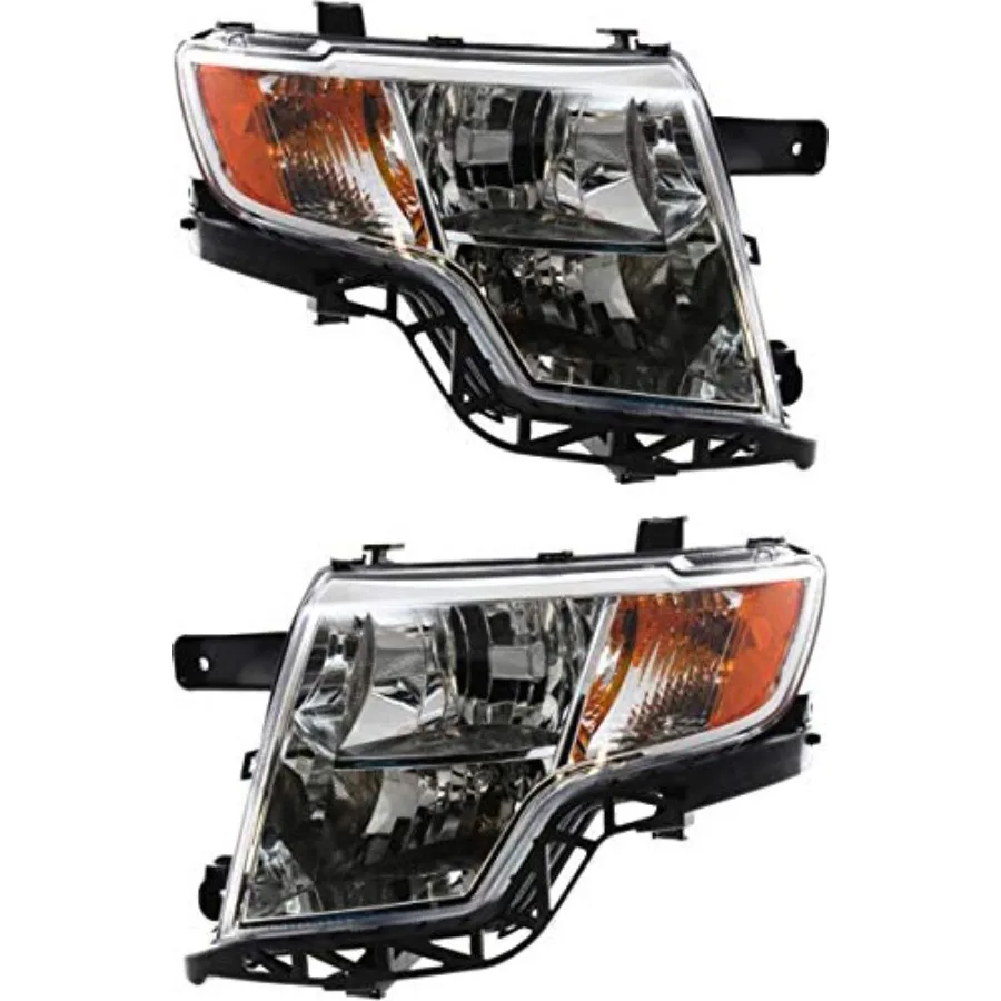 Headlights Assembly Driver and Passenger Side For Edge 2007-2010 Halogen With Bulbs CAPA Fits Limited SE and SEL Replaces # 7T4