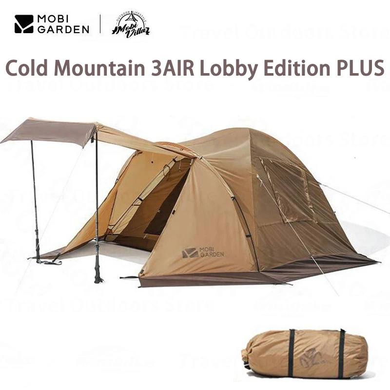 Mobi Garden ColdMountain Outdoor Camping Hiking Tent 3 People Waterproof Large Space Lobby Aluminum Bracket Tent With Snow Skirt