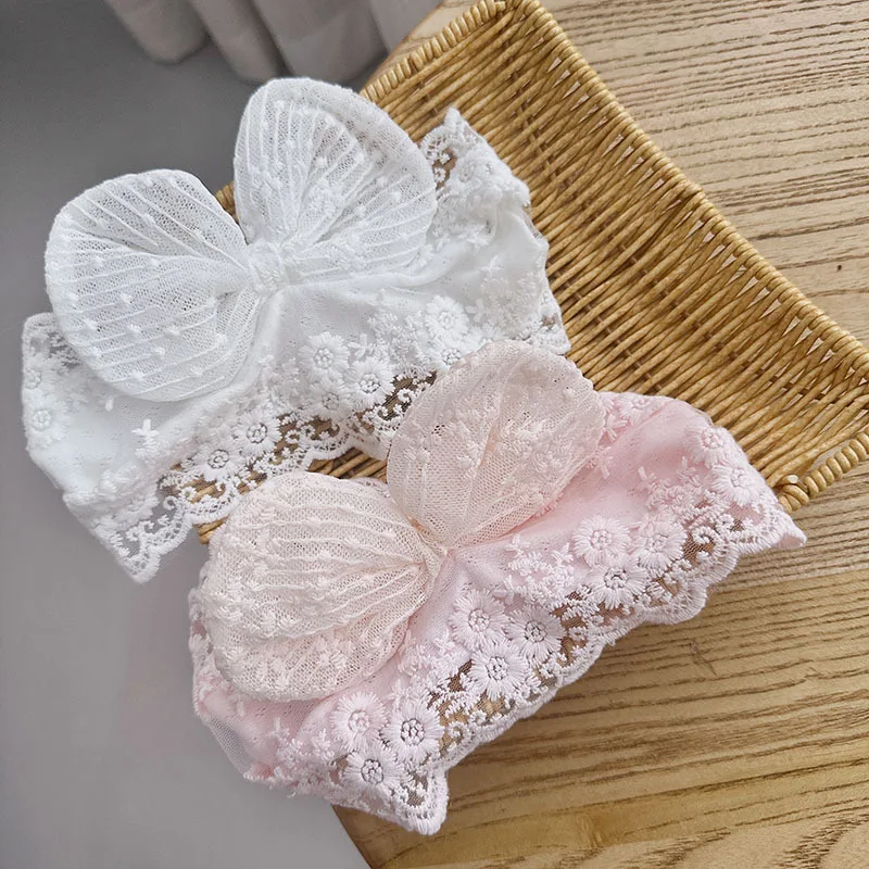 Big Bow Lace Headband para Baby Girl, Korean Sweet Bowknot, Princess Hairbands, Headwear para crianças, Acessório de cabelo