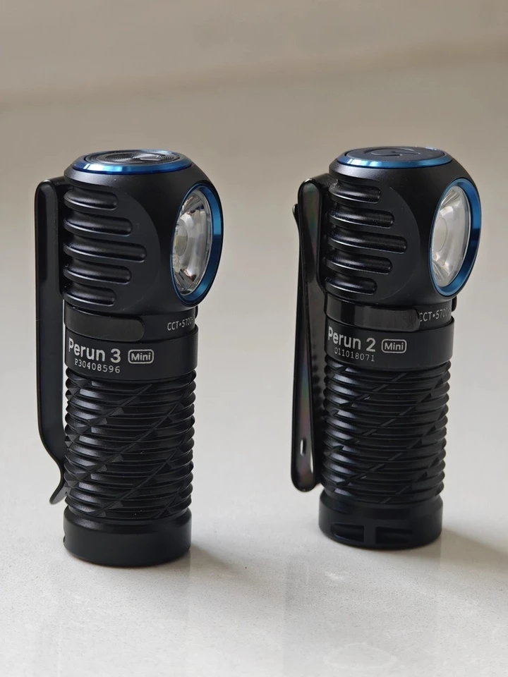 6cm OLIGHT Upgraded Perun 3 Defense Flashlight aluminum alloy Thor Mini LED Portable dual beam corner headlight High Brightness