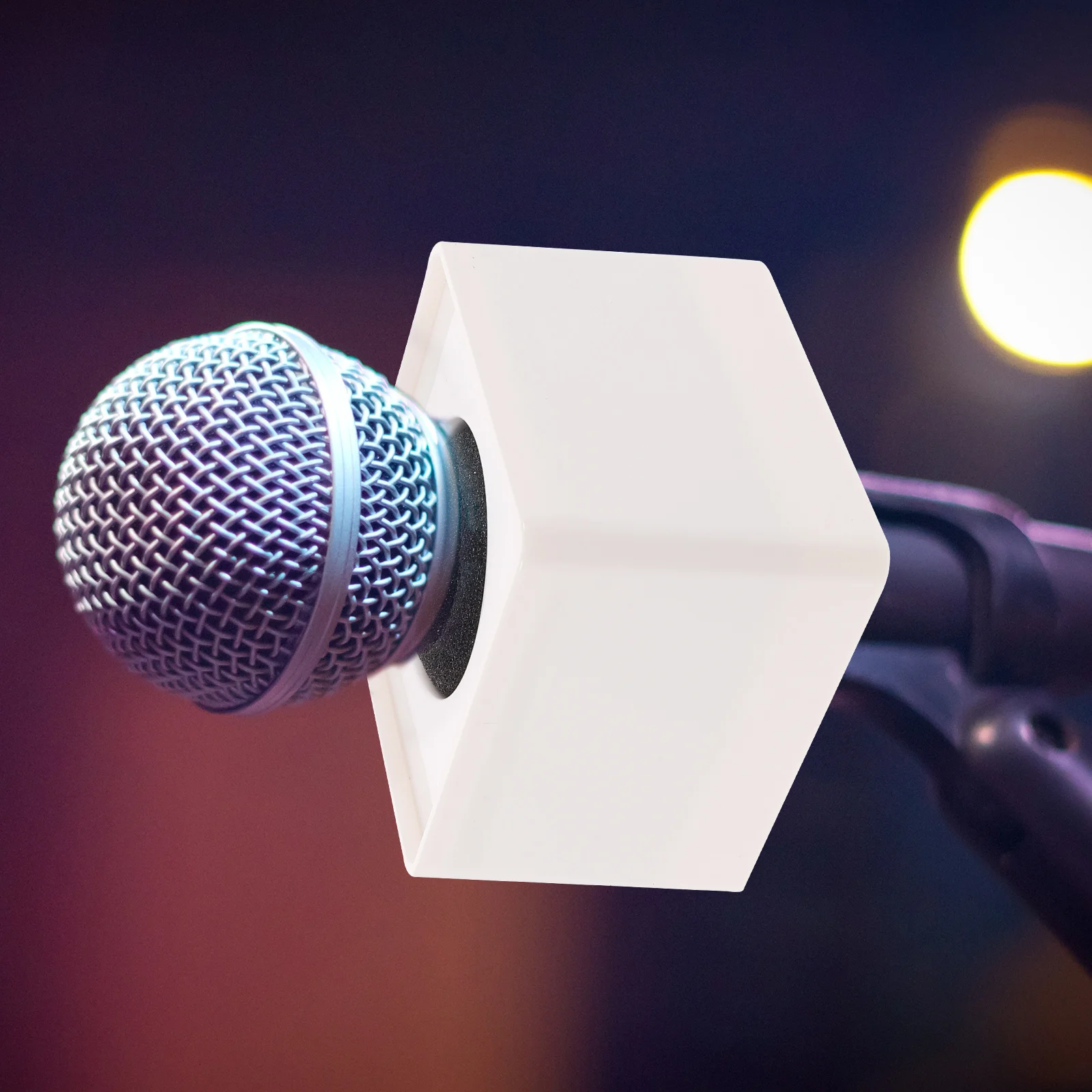 

Square Microphone Flag Station 6.7X6.7X5.1Cm White Abs Plastic For Professional Interview Mic Mount With Adjustable Cotton