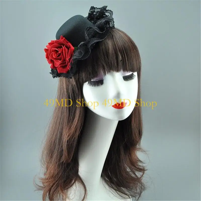 49MD Mysterious Rose Fascinator Hair Clip Themed Event Costume Accessories Women