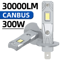 H1 LED Headlights 30000LM 6000K 300W H7 H4 9005 9006 H11 H8 HB3 HB4 High Low Beam Auto Light 1: 1 Fanless Mini 12V +900% Bright