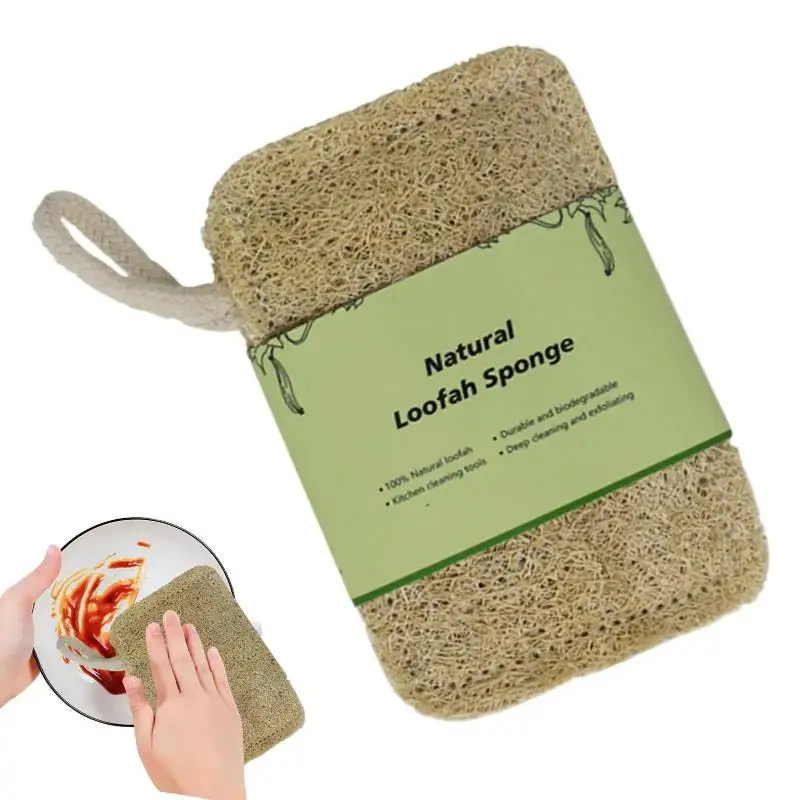 Luffa Dish Sponge 3 Pack All Natural Scrubbing Pad for Kitchen Supplies Daily Dish Washing Needs