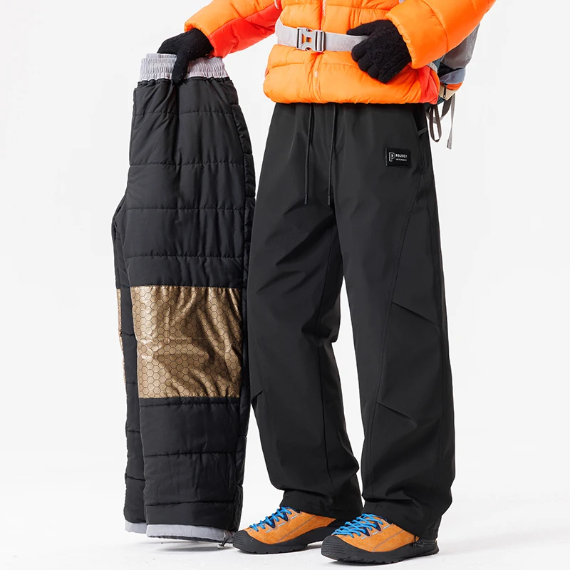 

Men's Women's Windproof Waterproof Fleece-Lined Softshell Pants, Thermal Ski Hiking Work Pants for Autumn Winter Commuting