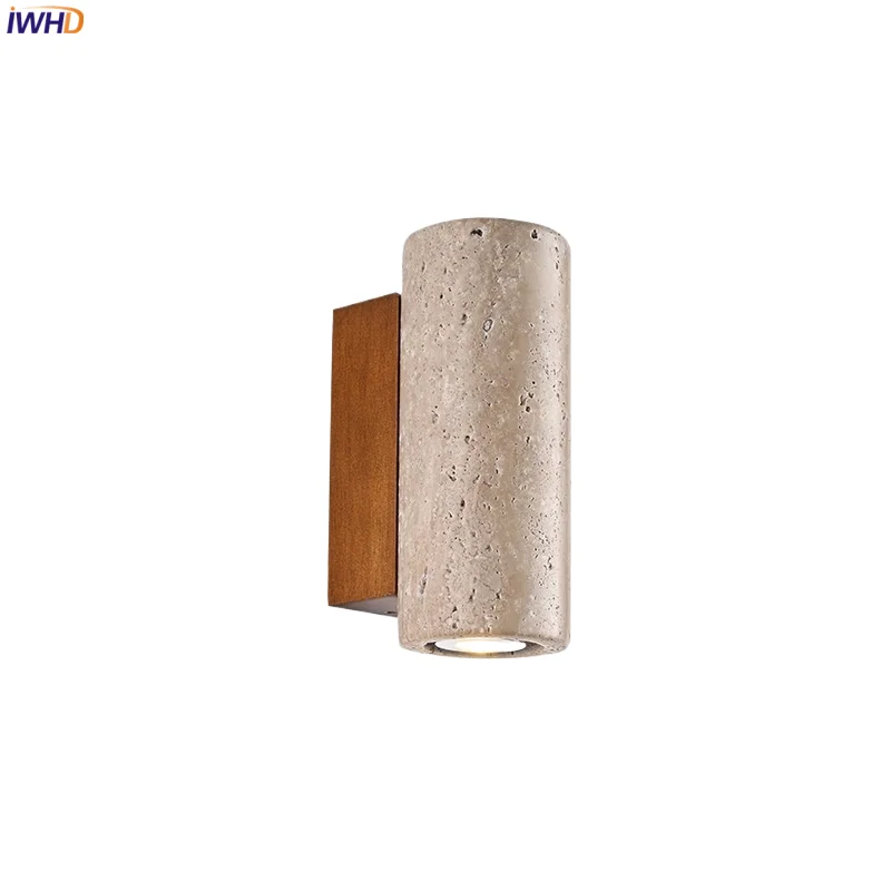 

IWHD Round Stone LED Wall Lamp Sconce Porch Bedroom Living Room Industrial Vintage Interior Wall Light Fixtures Applique Murale