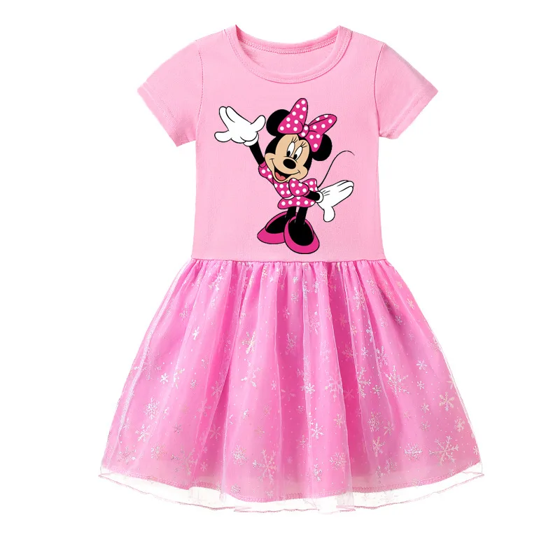 Girls Mesh Princess Dress Minnie Mouse Children Party Dresses Cute Minnie Baby Girls Casual Short Sleeve Dresses