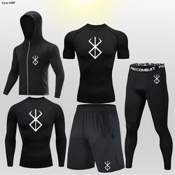 Zestaw dresów męskich odzież Fitness do biegania gimnastycznych kompresyjnych T Shirt zestaw męski sportowy kombinezon Jogging zestaw treningowy Anime