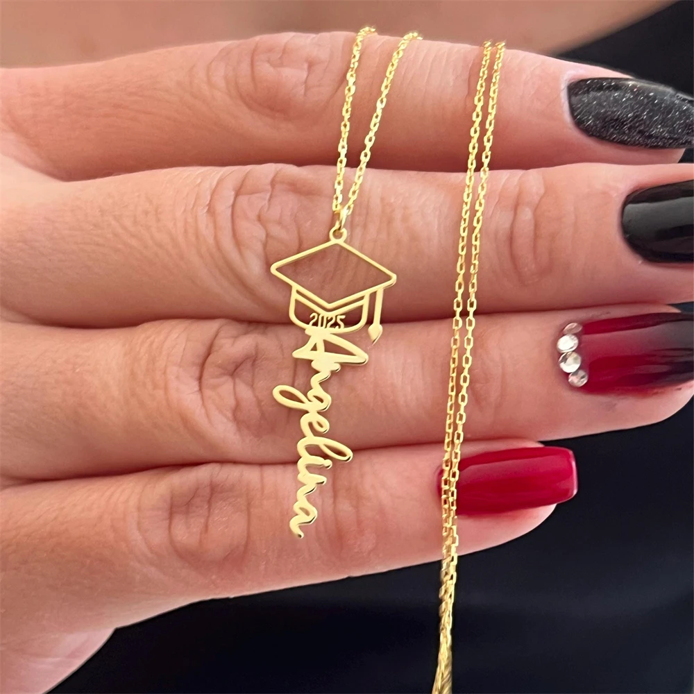 مخصص قبعة البكالوريوس اسم قلادة 2026 الفولاذ المقاوم للصدأ شخصية مجوهرات التخرج هدية مخصصة #4