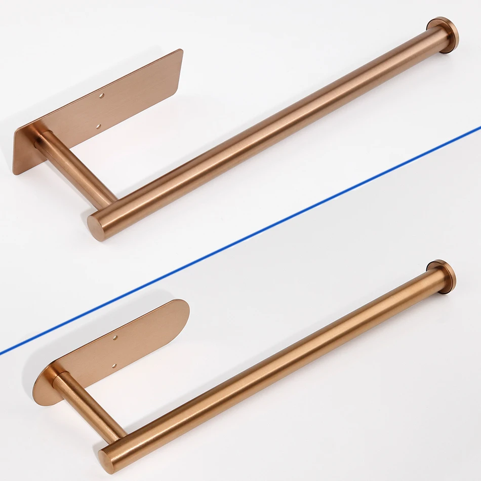 Rose Gold Paper Holder Adhesive Stainless Steel Wall Mounted Bathroom Kitchen Toilet Paper Towel Holder Tissue Roll Hanger Bar view 6