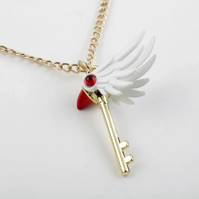 Anime Cartoon  Card Captor Sakura Choker Necklaces Keychain Cardcaptor Sakura Clow Charm Pendant KINOMOTO Sealing Wand Statement