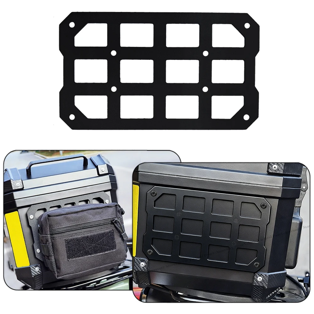 

Universal Motorcycle Top Case & Side Box Aluminum Alloy Tactical Trunk Molle Panel Modular Quick-Mount Organizer