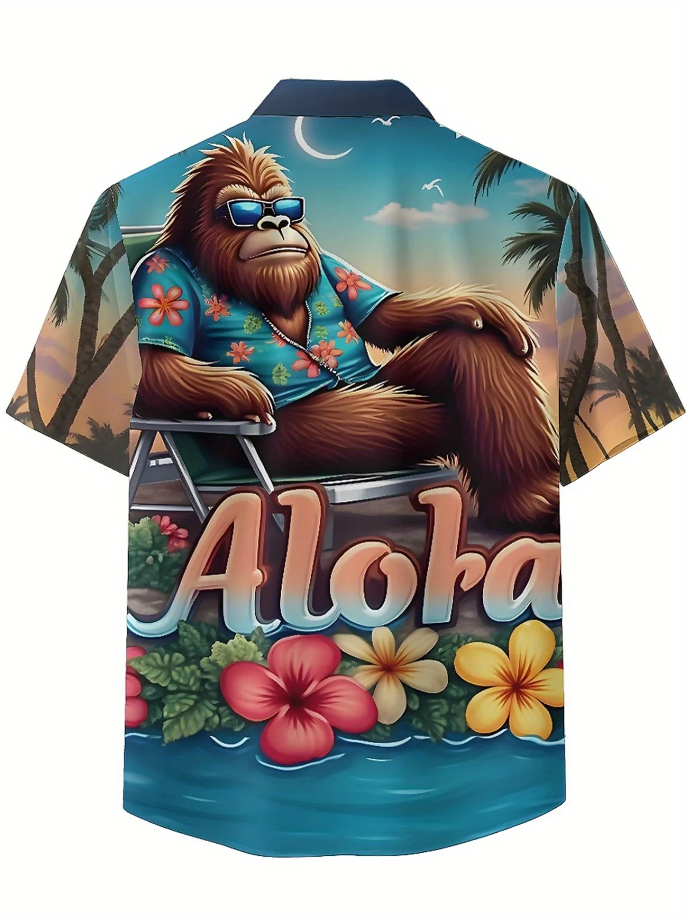 Men's Plus Size Hawaiian ShirtsTropical Style Gorillapattern,New in Summer Fashion Tops,Hip Hop Rock Streetwear